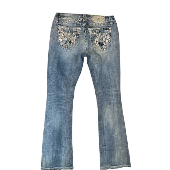 Miss Me Y2K medium wash bootcut angel wing embellished jeans size 29 - Picture 2 of 10
